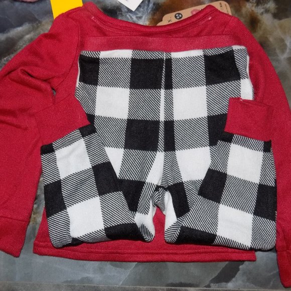 Rae Dunn JOY Buffalo Plaid Baby Outfit 6-9 months New - Picture 3 of 3